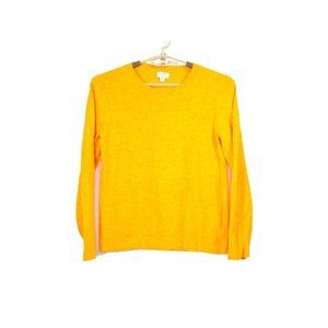J. Crew Womens Teddie Knit Sweater Large Yellow Crew Neck Stretch Wool Blend